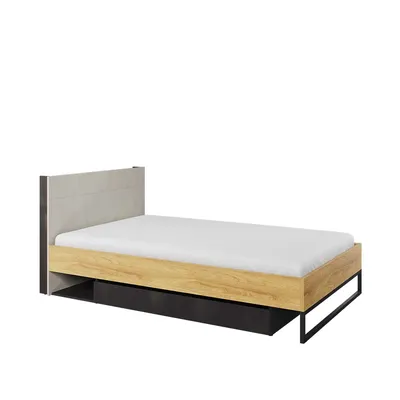 Łóżko 120x200 Ze Stelażem Hikora Naturalna/Silk Flou/Raw Steel TEEN FLEX TF17