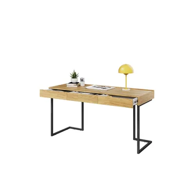 Biurko 150 3S Wolnostojące Hikora Naturalna/Raw Steel TEEN FLEX TF04 +TF15