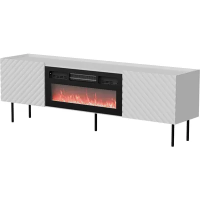 Komoda RTV Z Kominkiem TESSI 180 EF - Biały
