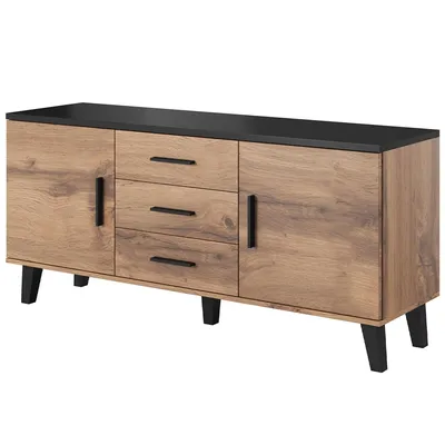 Komoda RTV LOTAR 150 2D3S Dąb Wotan / Czarny