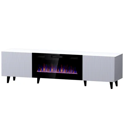 Komoda RTV FASO 180 Z Kominkiem - Biała