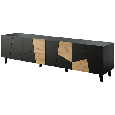 Komoda RTV NETA Czarny Mat / Dąb Craft