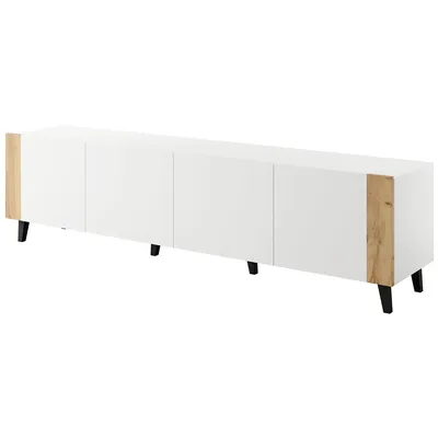 Komoda RTV RAFO Biały / Dąb Craft