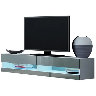 Komoda RTV 140 GOVI NEW GREY A VG12 Biały / Szary Połysk