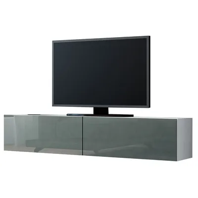 Komoda RTV 140 GOVI GREY A VG4 Biały / Szary Połysk WYPRZEDAŻ