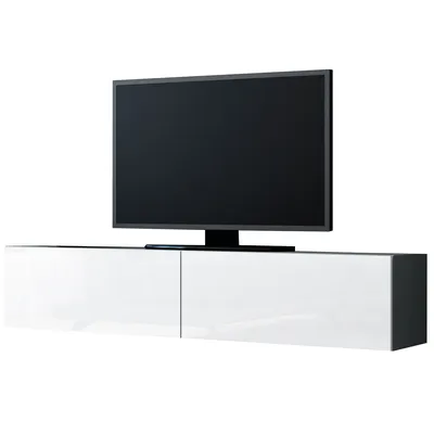 Komoda RTV 140 GOVI GREY B VG4 Szary / Biały Połysk WYPRZEDAŻ