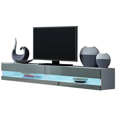 Komoda RTV 180 GOVI NEW GREY A VG9 Biały / Szary Połysk WYPRZEDAŻ
