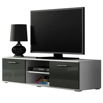 Komoda RTV SINDI SH4F Biały / Szary Połysk