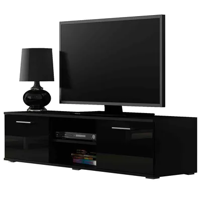 Komoda RTV SINDI SH4D Czarny / Czarny Połysk
