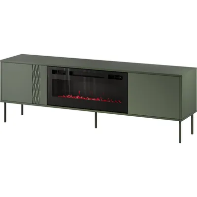 Komoda RTV Z Kominkiem TIFFANY 180 Zieleń Mat