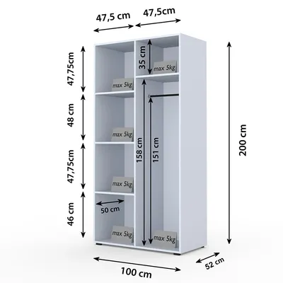 Szafa Z Lustrem CABO 1l 100 - Biała