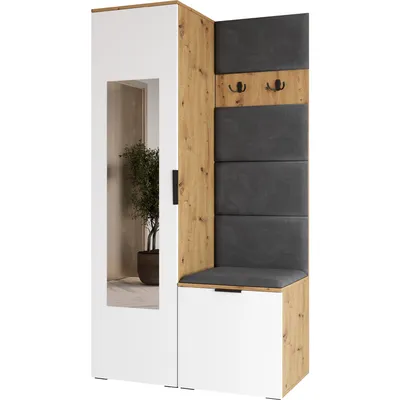 Garderoba Z Lustrem NELLI 1 Dąb Artisan / Biały Prawa
