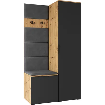 Garderoba NELLI 1 Dąb Artisan / Czarny Lewa