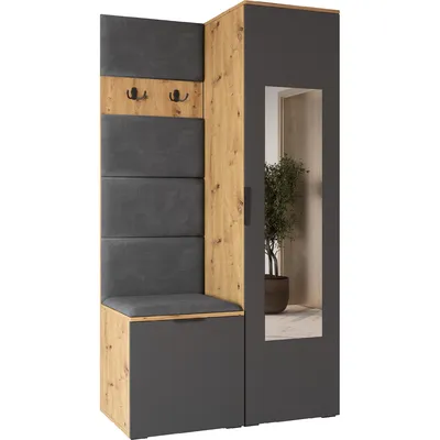 Garderoba Z Lustrem NELLI 1 Dąb Artisan / Szary Lewa