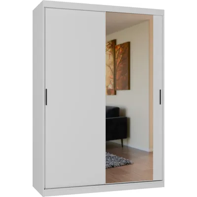 Szafa Przesuwna Z Lustrem VALTURA 150cm Biały Mat