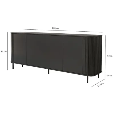 Komoda 4D 200 ZENO Czarny / Złoty