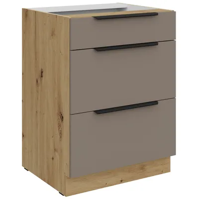 Szafka Z Szufladami 60 ERIS 08 Dąb Artisan / Piaskowa Szarość