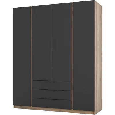 Szafa 200cm Z Szufladami KAYA 01 Dąb Evoke / Czarny