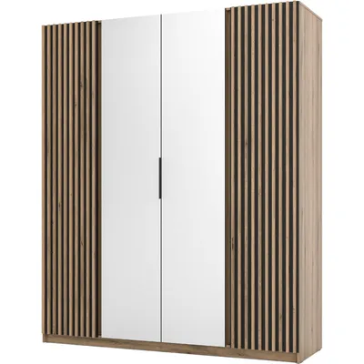 Szafa 200cm Z Lustrem KAYA 12 Dąb Evoke / Czarny / Dąb Evoke