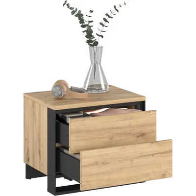 Stolik Nocny QUANT QS03 Dąb Artisan + - Czarny