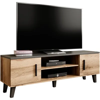 Komoda RTV LOTAR 160 Dąb Wotan / Czarny