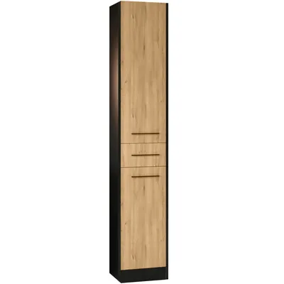 Szafka Łazienkowa Wysoka SLIM SL1 Czarny / Dąb Artisan