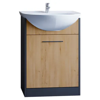 Szafka Pod Umywalkę SLIM SL2 Czarny / Dąb Artisan