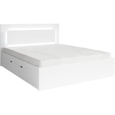 Łóżko LED Z Szufladami 140x200 NINO 04 - Biały