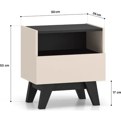 Szafka Nocna SABLE 06 Kaszmir / Czarny