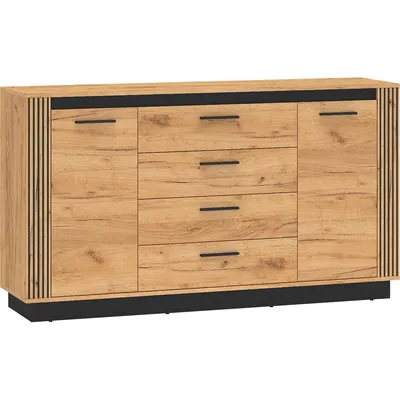 Komoda URSA 06 Dąb Craft Złoty + Czarny
