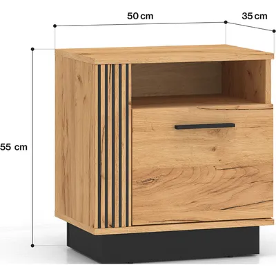 Szafka Nocna URSA 09 Dąb Craft Złoty + Czarny