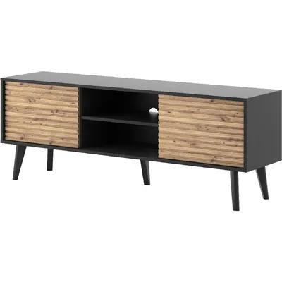 Szafka RTV WOLLOW 01 Czarny / Dąb Artisan