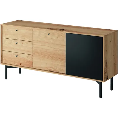 Komoda FLOW 03 Dąb Artisan / Czarny Perlisty WYPRZEDAŻ