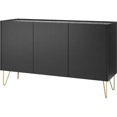 Komoda HARMONI 03 Czarny / Czarny Marmur