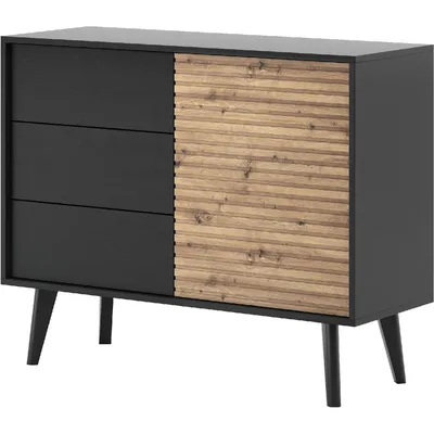 Komoda WOLLOW 02 Czarny / Dąb Artisan