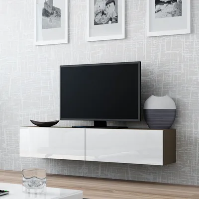 Komoda RTV 140 GOVI VG4 Latte / Biały Połysk WYPRZEDAŻ