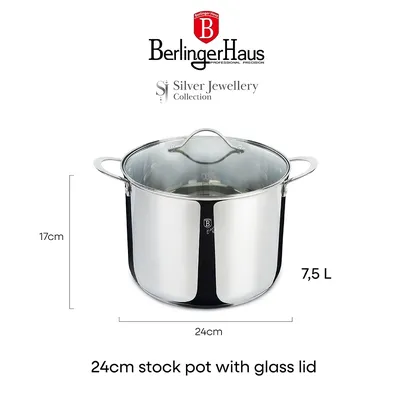 Garnek Z Pokrywką 24 cm BerlingerHaus BH-6583 Silver Jewellery Collection