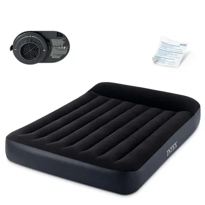 Materac Dmuchany 203x152 cm Z Pompką Łóżko Welur INTEX 64150ND