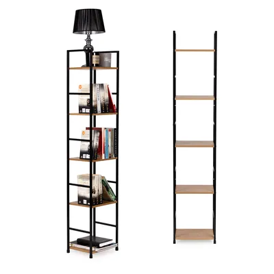 Regał Drewniany Nowoczesny Metalowa Rama Loft Półek