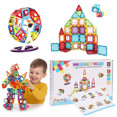 Klocki Edukacyjne Magnetyczne Konstrukcyjne Domek Autko 130