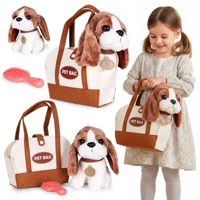 Pluszowy Piesek Torebce Beagle Maskotka Dla Dziecka Szczotka