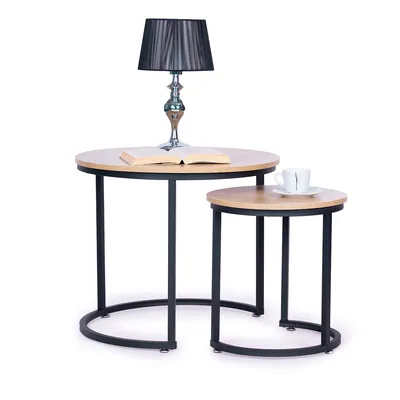 Zestaw Stolików Kawowych Szt. Okrągłe Loftowy Design
