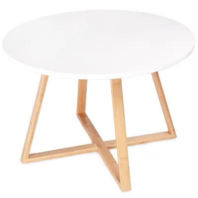 Stolik Nowoczesny Skandynawski 60 cm Bambus Carrara - Kawowy