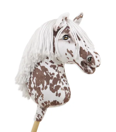 Hobby Horse Duży Koń Na Kiju Premium Tarantowaty TUM-TUM - Biało-Brązowy