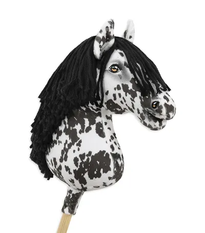 Hobby Horse Duży Koń Na Kiju Premium Tarantowaty TUM-TUM - Biało-Czarny