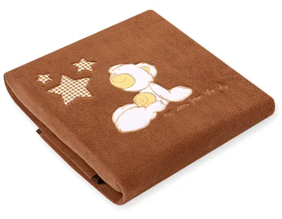 Kocyk Polarowy Dla Niemowląt Carlo- Miś Gwiazdkami TUM-TUM - Brązowy