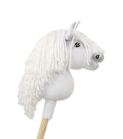 Hobby Horse Mały Koń Na Kiju Premium Biały Biała Grzywą TUM-TUM