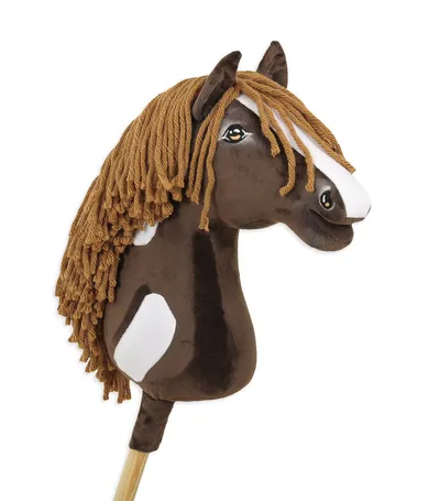 Hobby Horse Duży Koń Na Kiju Premium Western Ciemnogniady Grzywą TUM-TUM