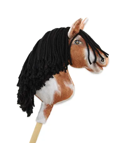 Hobby Horse Średni Koń Na Kiju Premium Srokaty Tobiano Czarną TUM-TUM