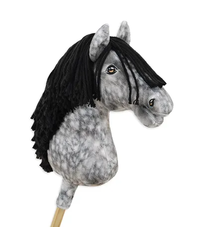 Hobby Horse Duży Koń Na Kiju Premium Siwek Jabłkowity Czarną TUM-TUM